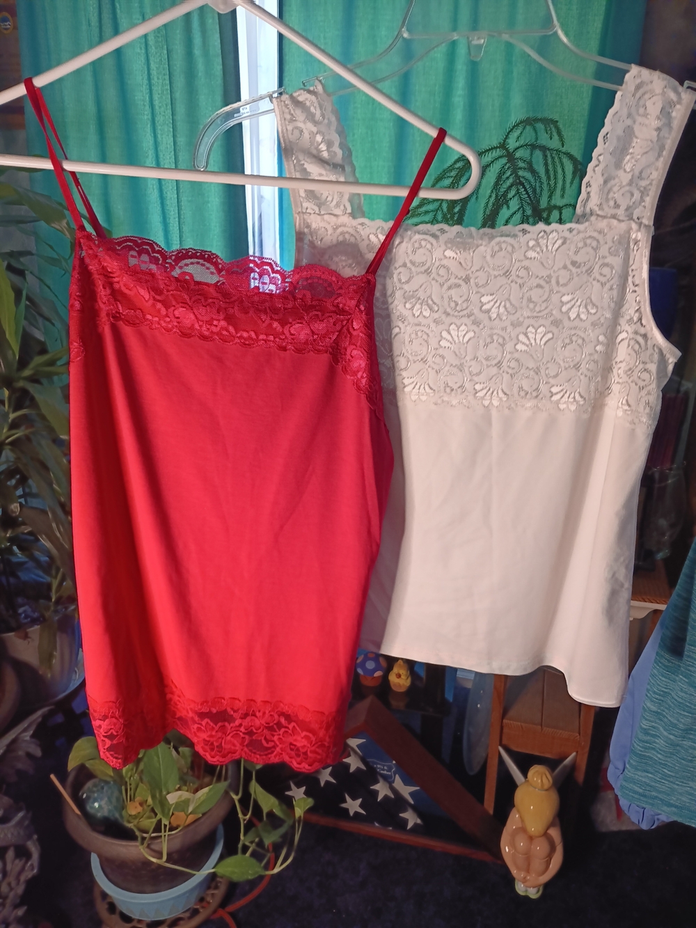 Cato Red Lace-Trim Camisole/ Cato White Lace- Trim Camisol , 2 Pack